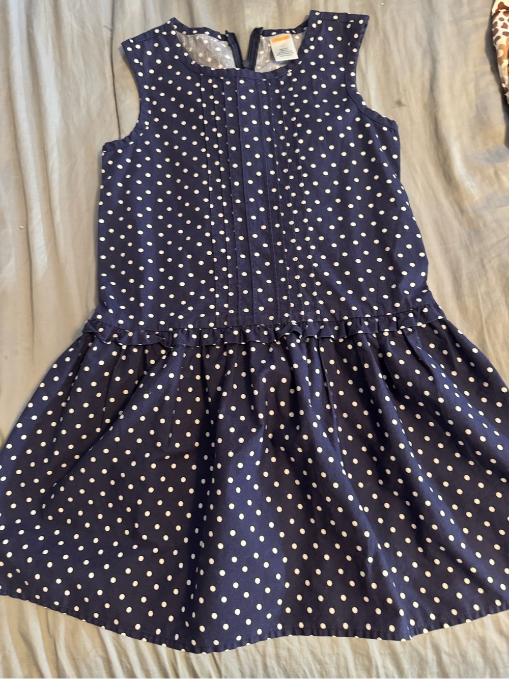 Gymboree Navy and White Polka Dot Sleeveless Dress